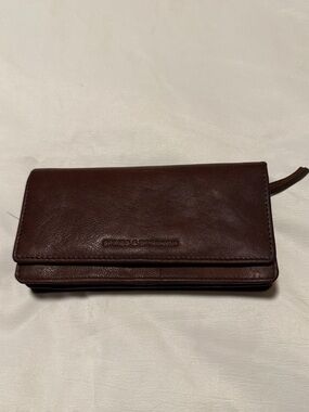 Spikes & Sparrow Genuine Leather Brown Foldover Wallet Clutch Wristlet